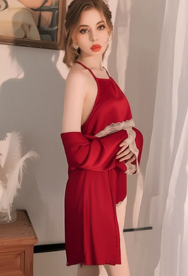 Nw Naughty Wish Women Nighty Set(Maroon)