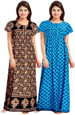 Shunit creation Women Nighty Set(Black, Blue)