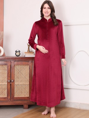 Secret Wish Women Maternity/Nursing Nighty(Maroon)