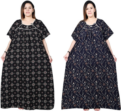 Bindass female collection Women Nighty(Black, Blue)