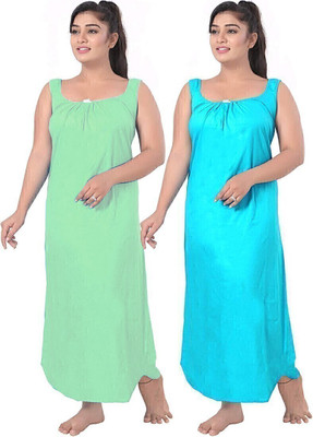 UNIQUE COLLECTONS Women Nighty(Light Green, Blue)