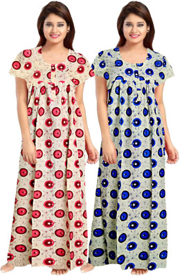 Shunit creation Women Nighty Set(Pink, Blue)