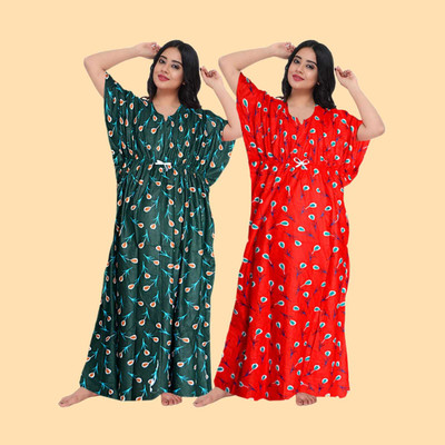 RUCHIKA ENTERPRISES Women Nighty(Red, Green)