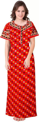 Homezilla Women Nighty(Red)
