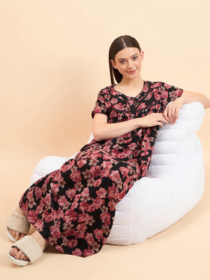 SWEET DREAMS Women Nighty(Black)