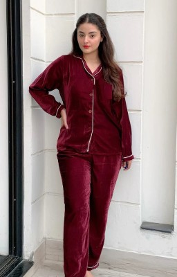 Rajat Enterprises Women Nighty Set(Maroon)