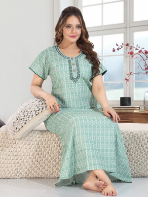 TRUNDZ Women Nighty(Green)