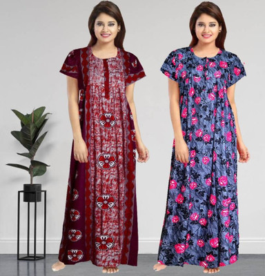 Hans Craft Women Nighty(Multicolor)