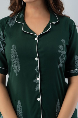 TRINABH Women Nightdress(Dark Green)