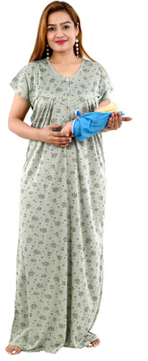 AGGARWAL Women Maternity/Nursing Nighty(Green)