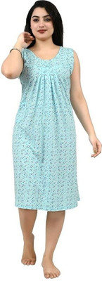 saanvi collection Women Nighty(Light Blue)