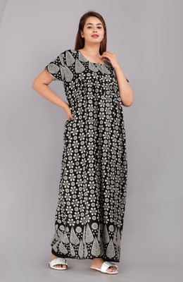 SHRIGANESH ENTERPRISES Women Nighty(Black)