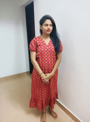 EM STAR CLOTHINGS Women Nighty with Robe(Red)