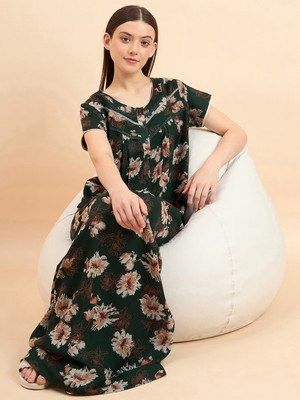 SWEET DREAMS Women Nighty(Green)