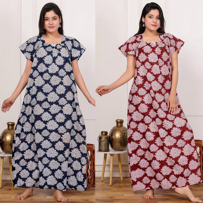 Saviaara Women Nighty(Multicolor)