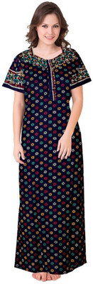 Homezilla Women Nighty(Blue)