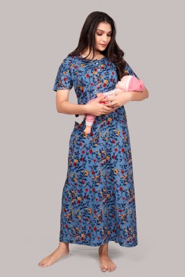 Vardhana Women Maternity/Nursing Nighty(Blue)