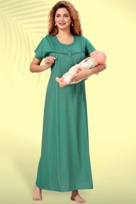 RITIJYA Women Maternity/Nursing Nighty(Green)
