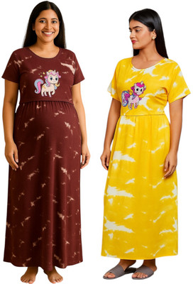 Juana Women Maternity/Nursing Nighty(Orange)