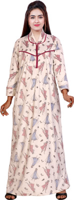 NACNO Women Nighty(White)