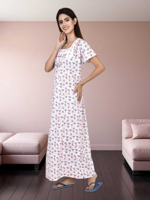 LDHSATI Women Nighty Set(White)