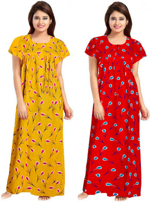 Vatatmaj Creations Women Nighty(Yellow)