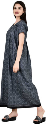 LDHSATI Women Nighty(Black, Grey)