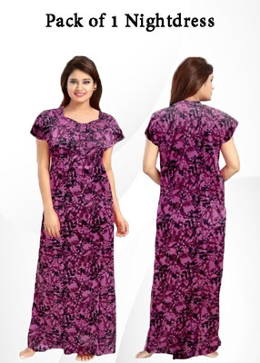 nayra enterprieses Women Nighty(Purple)
