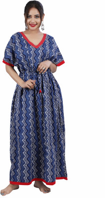 PEARLTEXNCRAFT Women Nighty(Blue)
