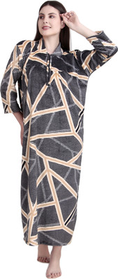 BOMBASED Women Nighty(Black)