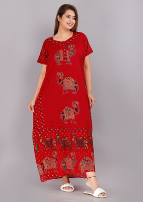 Homezilla Women Nighty(Red)