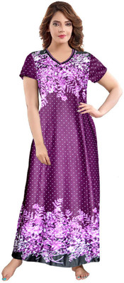 Trendy Fab Women Nighty(Purple)