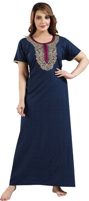 MANUSHREE Women Nighty(Dark Blue)