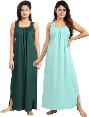 Nighty King Women Nighty(Green, Light Blue)