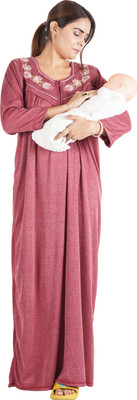 RILO Women Maternity/Nursing Nighty(Maroon)
