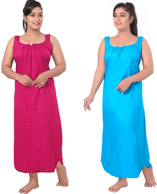 UNIQUE COLLECTONS Women Nighty(Pink, Blue)