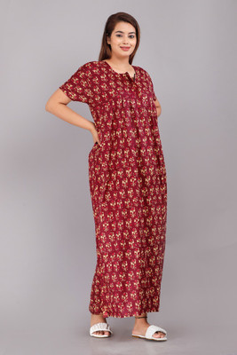 TANISHKA ENTERPRISES Women Nighty(Maroon)