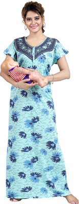 Gutthi Women Nighty(Light Blue)