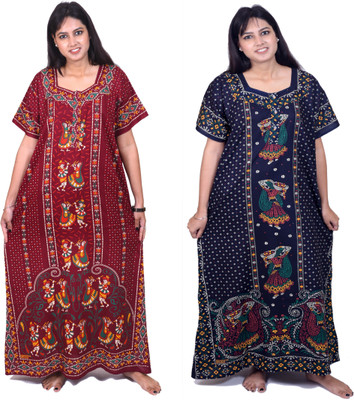 Arti fashion Women Nighty(Maroon, Blue)