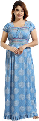 SHOPPING STATION Women Nighty(Light Blue)