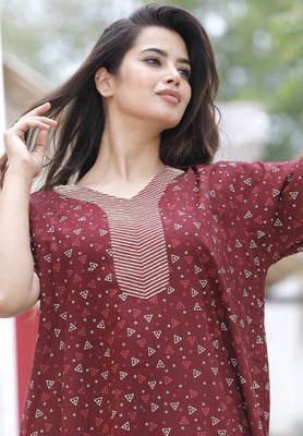 femimode Women Nighty(Maroon)