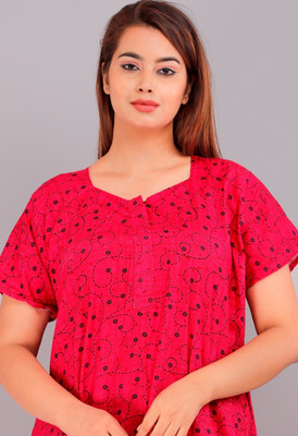NITHARWAL Women Nighty(Pink)