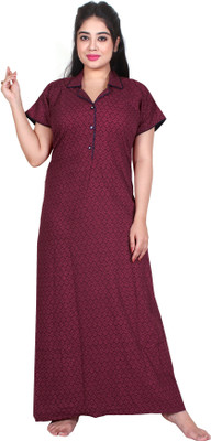 ZAIRRA Women Nighty(Maroon)