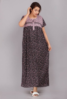 ecomguru Women Nighty(Black)