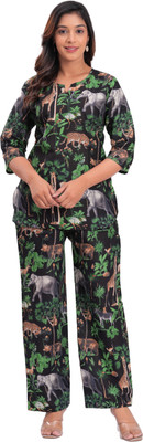 gottam Women Nightdress(Dark Green)