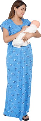 ANGLINA Women Nighty(Blue, Light Blue, White)