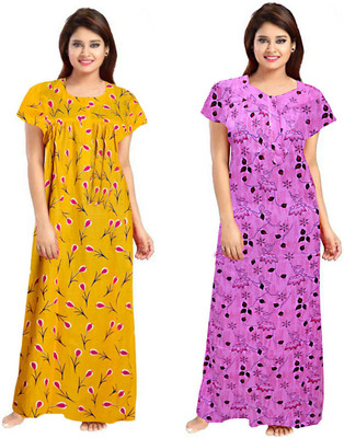 Vatatmaj Creations Women Nighty(Yellow)