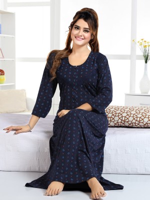 Gutthi Women Maternity/Nursing Nighty(Light Blue)