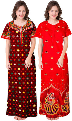 JWF Women Nighty(Maroon, Red)