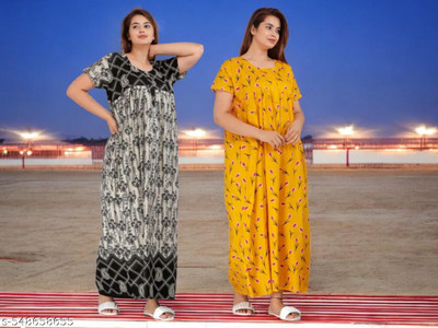 Hitisha Enterprises Women Nighty(Multicolor)